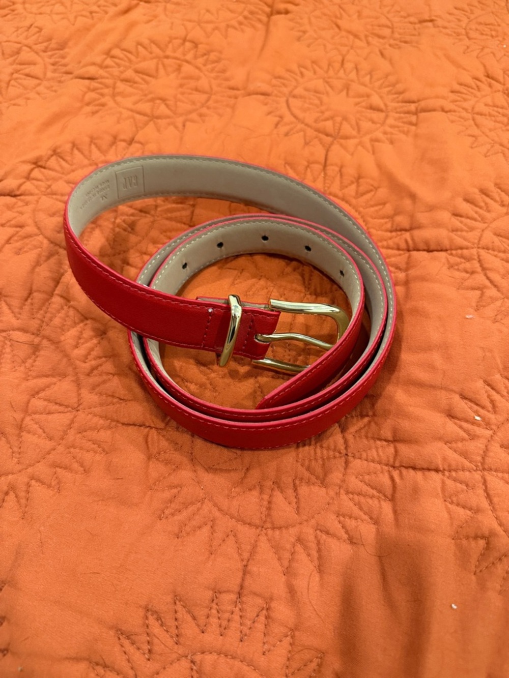 GAP Red Leather Belt with Gold Buckle